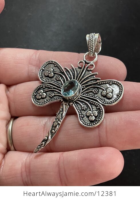 Blue Topaz Dragonfly Stone Jewelry Crystal Pendant - #fBxwgycuqM0-4