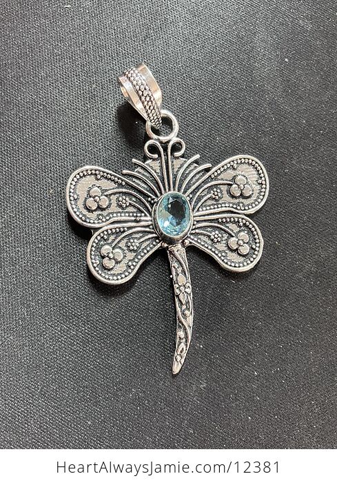 Blue Topaz Dragonfly Stone Jewelry Crystal Pendant - #fBxwgycuqM0-1