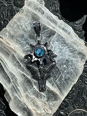 Blue Topaz Flower Luna Moth Sun Crescent Moon Mystic Stone Jewelry Crystal Pendant #EhC5MXTzQtY