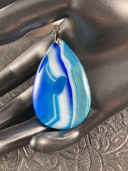 Blue White and Semi Transparent Stone Agate Jewelry Pendant #dO8bmkbCB2Q