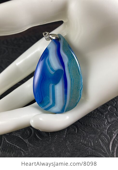 Blue White and Semi Transparent Stone Agate Jewelry Pendant - #dO8bmkbCB2Q-4