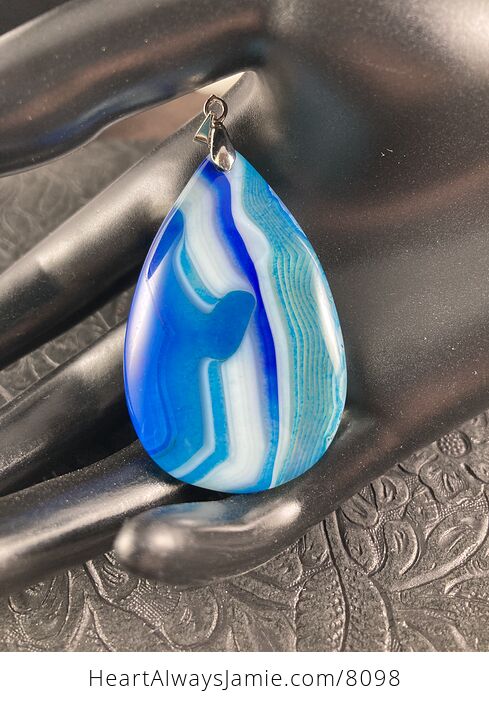 Blue White and Semi Transparent Stone Agate Jewelry Pendant - #dO8bmkbCB2Q-1