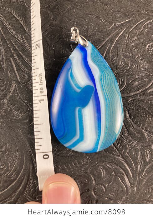 Blue White and Semi Transparent Stone Agate Jewelry Pendant - #dO8bmkbCB2Q-3