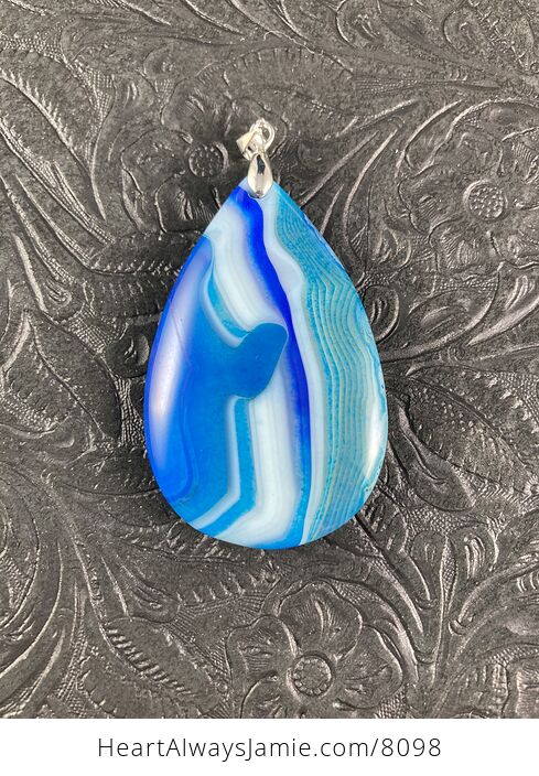 Blue White and Semi Transparent Stone Agate Jewelry Pendant - #dO8bmkbCB2Q-2