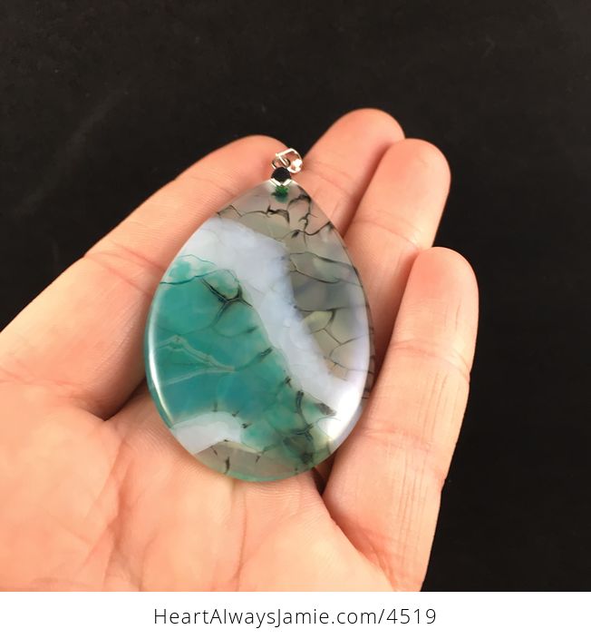 Blueish Green and White Dragon Veins Stone Pendant Jewelry - #xC6p0Poxhqg-2