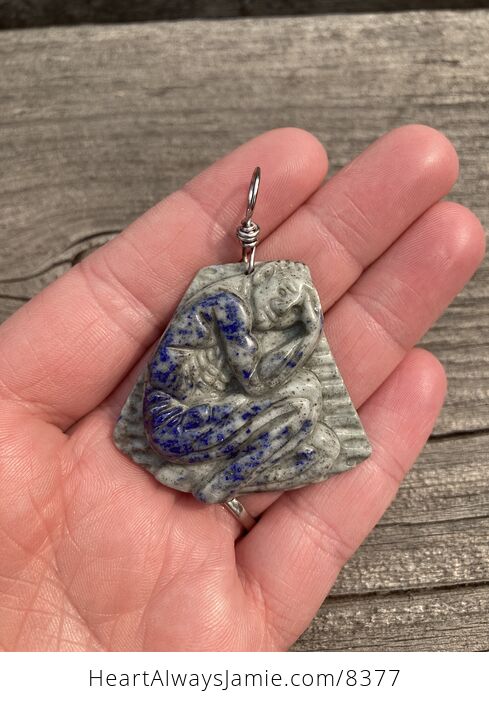 Bodybuilder Lapis Lazuli Pendant Stone Jewelry Mini Art Ornament - #3RMwSeIRJdE-2