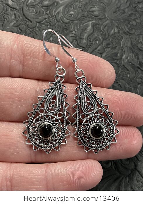 Bohemian Ornate Black Onyx Crystal Earrings - #u6rpo9DDB14-2