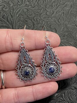 Bohemian Ornate Lapis Lazuli Crystal Earrings #nzTq7a1x5k8