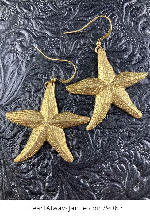 Brass Starfish Earrings - #IkO1jLNPA5Q-3
