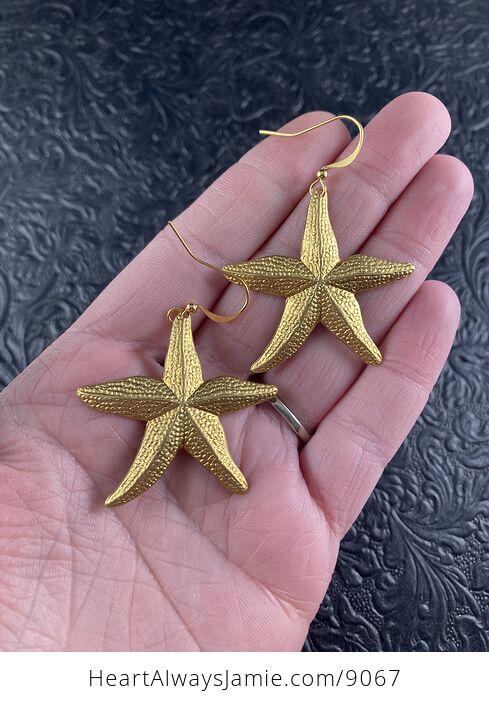 Brass Starfish Earrings - #IkO1jLNPA5Q-1