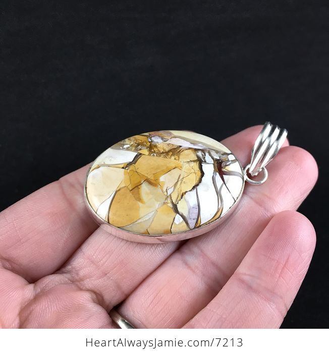 Brecciated Mookaite Yellow Stone Jewelry Pendant - #vrCgNvryhJE-3