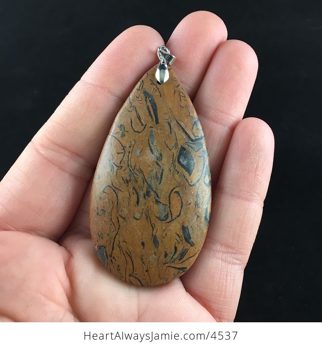Brown and Black Elephant Skin Jasper Stone Jewelry Pendant - #od61uzIvmv0-1