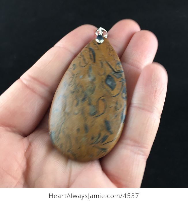 Brown and Black Elephant Skin Jasper Stone Jewelry Pendant - #od61uzIvmv0-2
