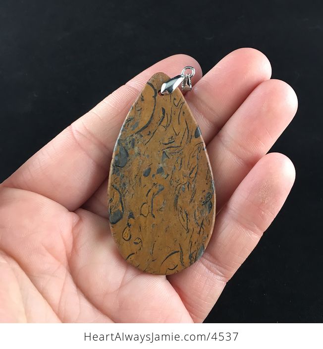 Brown and Black Elephant Skin Jasper Stone Jewelry Pendant - #od61uzIvmv0-5