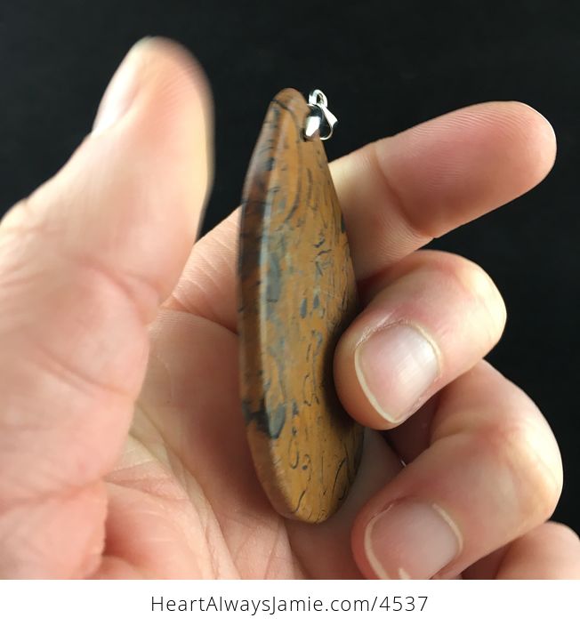 Brown and Black Elephant Skin Jasper Stone Jewelry Pendant - #od61uzIvmv0-4