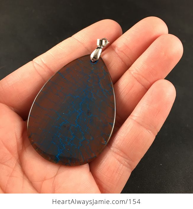 Brown and Blue Dragon Veins Stone Agate Pendant Necklace - #GNo75rQGtdI-2