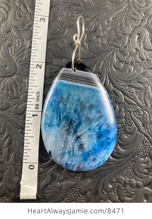 Brown and Blue Drusy Agate Stone Jewelry Pendant Crystal Ornament - #88m6WrEeM7g-5