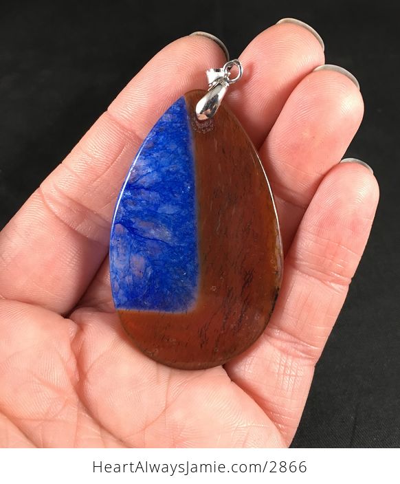 Brown and Blue Drusy Stone Pendant Necklace - #RZtqvbR3H28-2