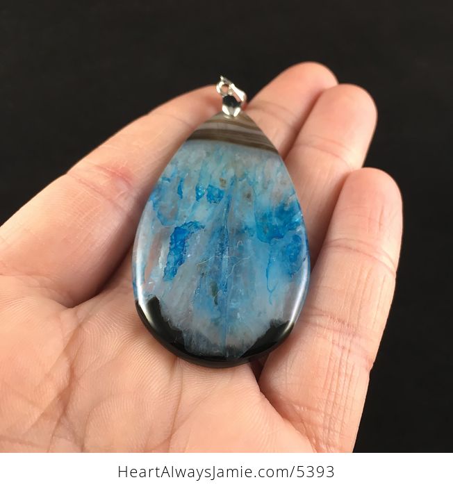 Brown and Blue Druzy Agate Stone Jewelry Pendant - #guKgraJH8zs-2