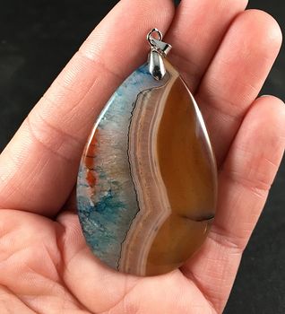 Brown and Blue Druzy Agate Stone Pendant #wdn1LYUY8tY