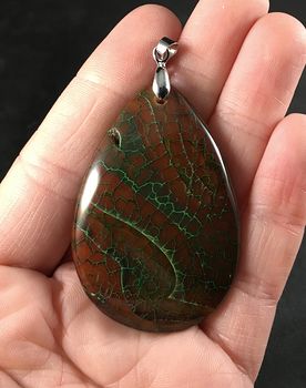 Brown and Green Dragon Veins Agate Stone Pendant #N4Kw4XgPtzY