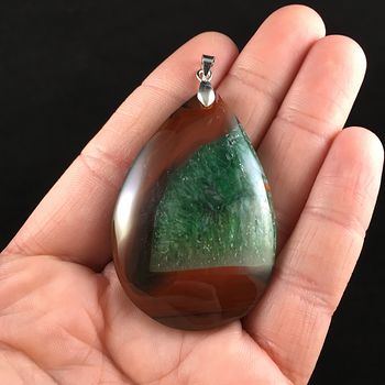 Brown and Green Drusy Agate Stone Jewelry Pendant #OACYCeYthWQ