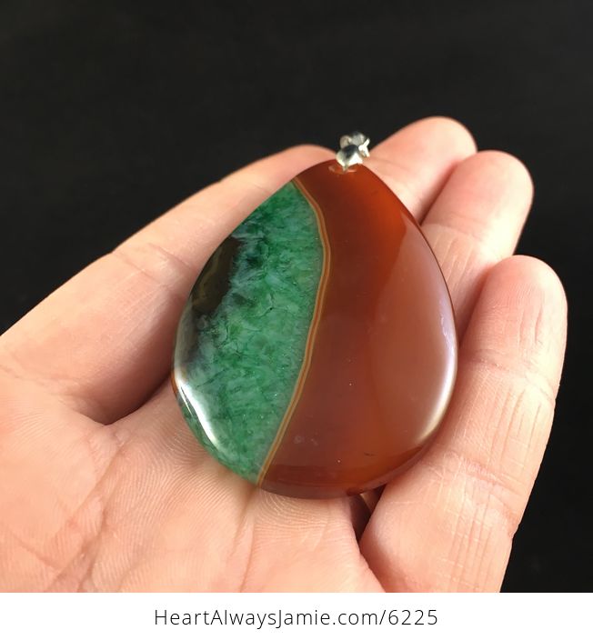 Brown and Green Druzy Agate Stone Jewelry Pendant - #WFtuAoqXyVk-2