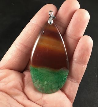 Brown and Green Druzy Agate Stone Pendant #Rx4opgPhxuY
