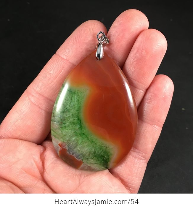 Brown and Green Druzy Agate Stone Pendant - #rdg0iZdnx9I-1