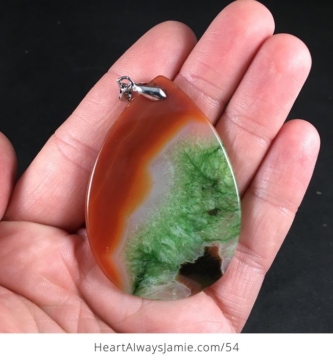 Brown and Green Druzy Agate Stone Pendant Necklace - #rdg0iZdnx9I-2
