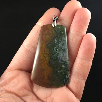 Brown and Green Moss Agate Stone Jewelry Pendant #fGuzeivbl5M