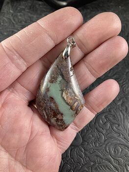 Brown and Green Natural Chrysoprase Stone Jewelry Pendant #4fCWWcEVjvc