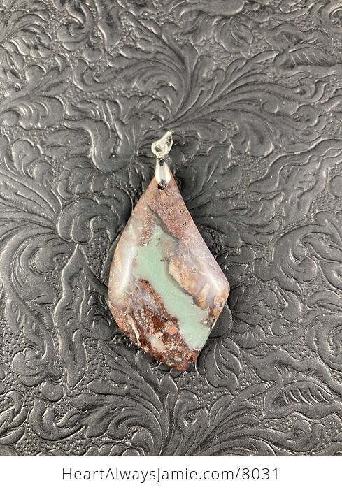Brown and Green Natural Chrysoprase Stone Jewelry Pendant - #4fCWWcEVjvc-4