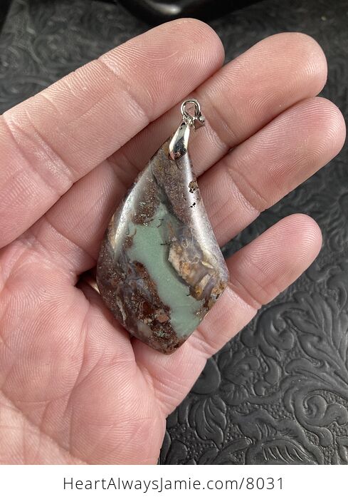 Brown and Green Natural Chrysoprase Stone Jewelry Pendant - #4fCWWcEVjvc-1