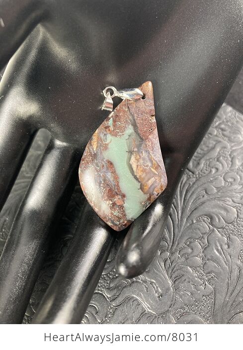 Brown and Green Natural Chrysoprase Stone Jewelry Pendant - #4fCWWcEVjvc-3