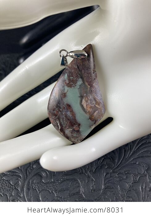 Brown and Green Natural Chrysoprase Stone Jewelry Pendant - #4fCWWcEVjvc-2