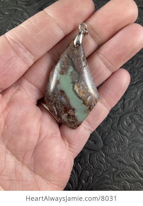 Brown and Green Natural Chrysoprase Stone Jewelry Pendant - #4fCWWcEVjvc-6