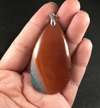 Brown and Orange and Blue Druzy Agate Stone Pendant #Df6lbP8CmwE