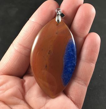 Brown and Orange and Blue Druzy Agate Stone Pendant #EDIY4oTGkqU