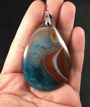Brown and Orange White and Blue Druzy Agate Stone Pendant #NbD6Y7AJRoQ