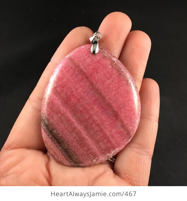 Brown and Pink Argentina Rhodochrosite Stone Pendant Necklace - #faTzukEafaI-4