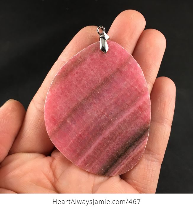 Brown and Pink Argentina Rhodochrosite Stone Pendant Necklace - #faTzukEafaI-5