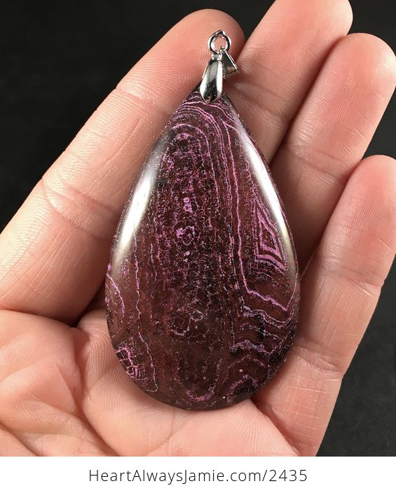 Brown and Pink Dragon Veins Agate Stone Pendant - #qoOzclBTd0Q-1