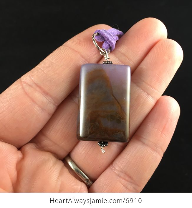 Brown and Purple Agate Stone Jewelry Pendant Necklace - #QMdikVgbkq0-3