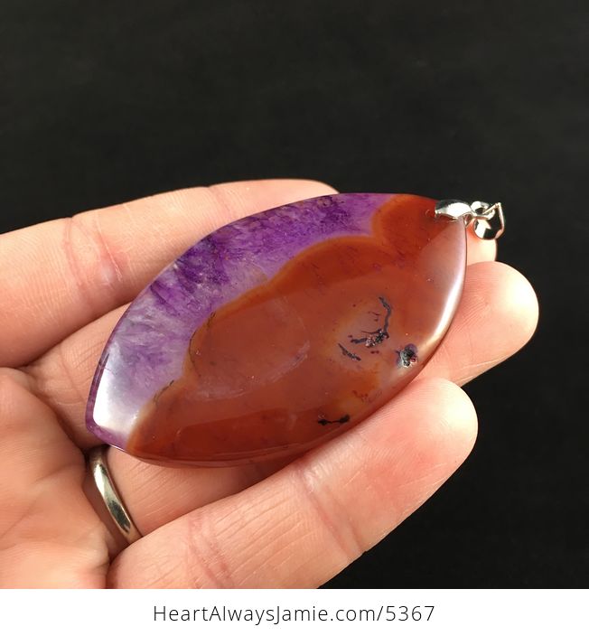 Brown and Purple Drusy Agate Stone Jewelry Pendant - #T6KOzmf8bZo-3