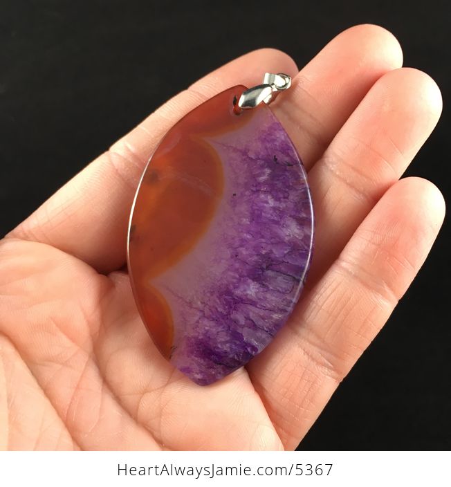 Brown and Purple Drusy Agate Stone Jewelry Pendant - #T6KOzmf8bZo-6