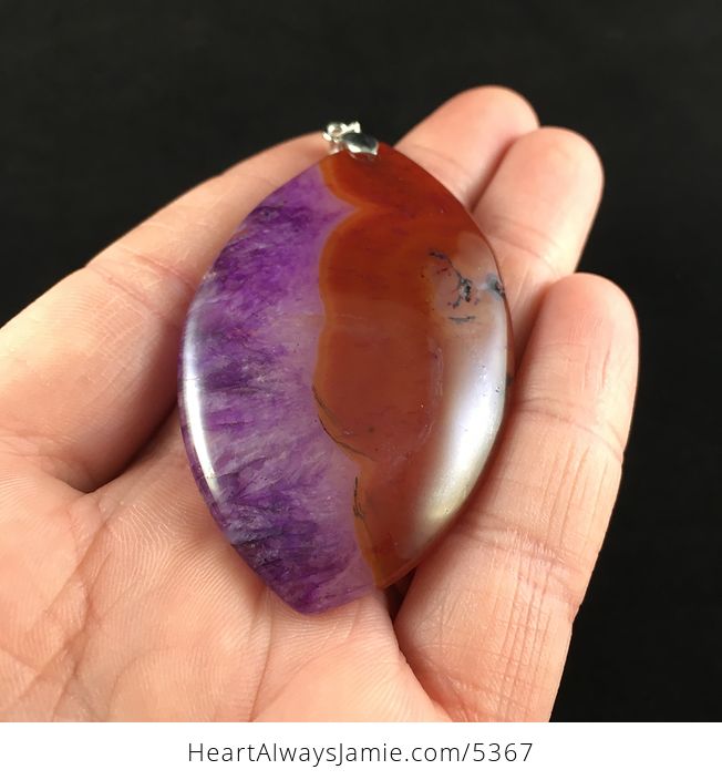 Brown and Purple Drusy Agate Stone Jewelry Pendant - #T6KOzmf8bZo-2