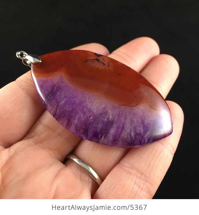 Brown and Purple Drusy Agate Stone Jewelry Pendant - #T6KOzmf8bZo-4