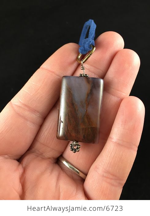 Brown and Purple Jasper Stone Jewelry Pendant Necklace - #FDiCxOiNa7I-6