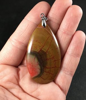 Brown and Red Dragon Veins Druzy Agate Stone Pendant #nKGvp3flqms